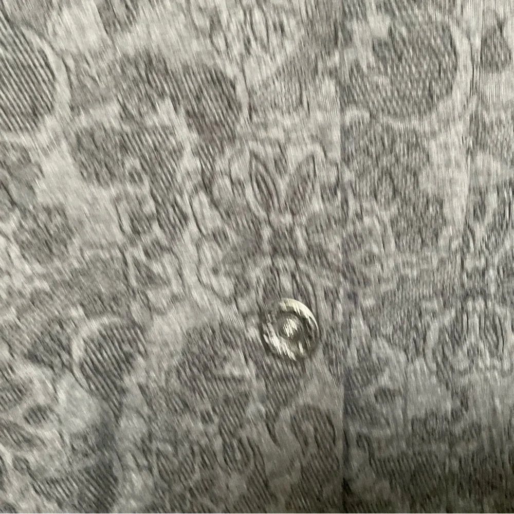 Coldwater Creek Grey, Lace Print Button Up Jacket with Velour Trim Size 14